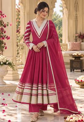 Rosegold cotton gotapatti anarkali suit 1