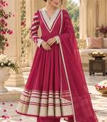 Rosegold cotton gotapatti anarkali suit