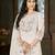 White floral embroidered silk kurti pent dupatta set for women