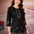Black floral embroidered rayon co-ord set for women