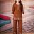 Brown floral embroidered rayon co-ord set for women