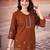 Brown floral embroidered rayon co-ord set for women