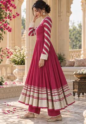 Rosegold cotton gotapatti anarkali suit 2