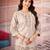 Cream floral embroidered rayon co-ord set for women