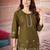 Dark green floral embroidered rayon co-ord set for women
