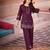 Wine floral embroidered rayon co-ord set for women