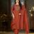 Orange floral embroidered silk kurti pent dupatta set for women