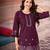 Wine floral embroidered rayon co-ord set for women