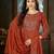 Orange floral embroidered silk kurti pent dupatta set for women