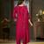 Pink floral embroidered silk kurti pent dupatta set for women