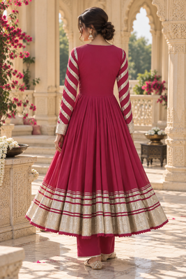 Rosegold cotton gotapatti anarkali suit 3
