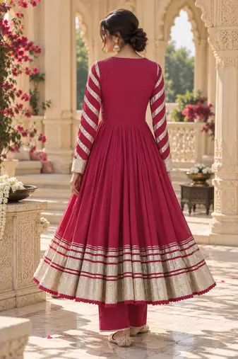 Rosegold cotton gotapatti anarkali suit