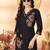 Black floral embroidered rayon co-ord set for women