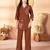 Brown floral embroidered rayon co-ord set for women