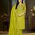 Green floral embroidered silk kurti pent dupatta set for women