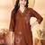 Brown floral embroidered rayon co-ord set for women