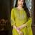 Green floral embroidered silk kurti pent dupatta set for women