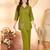 Dark green floral embroidered rayon co-ord set for women