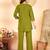 Dark green floral embroidered rayon co-ord set for women