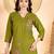 Dark green floral embroidered rayon co-ord set for women