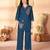 Blue floral embroidered rayon co-ord set for women