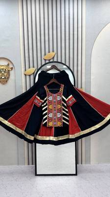 Black Multicolour Thread Navratri Lehenga Choli 2