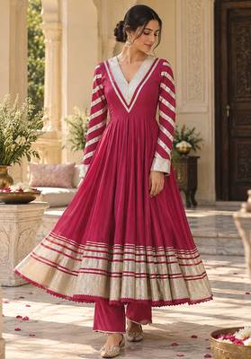 Rosegold cotton gotapatti anarkali suit 4
