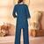 Blue floral embroidered rayon co-ord set for women
