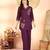 Wine floral embroidered rayon co-ord set for women