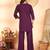Wine floral embroidered rayon co-ord set for women