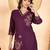 Wine floral embroidered rayon co-ord set for women