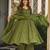 Green digital printed cotton kurta plazzo dupatta set for women
