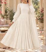 White cotton pleated anarkali suit