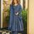 Blue digital printed cotton kurta plazzo dupatta set for women