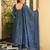Blue digital printed cotton kurta plazzo dupatta set for women
