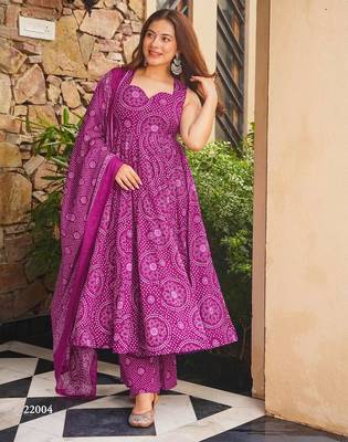 Purple digital printed cotton kurta plazzo dupatta set for women 1