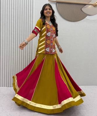 Mustard Yellow Navratri Lehenga Choli  1