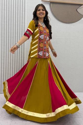 Mustard Yellow Navratri Lehenga Choli 