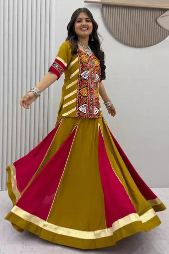 Mustard Yellow Navratri Lehenga Choli 