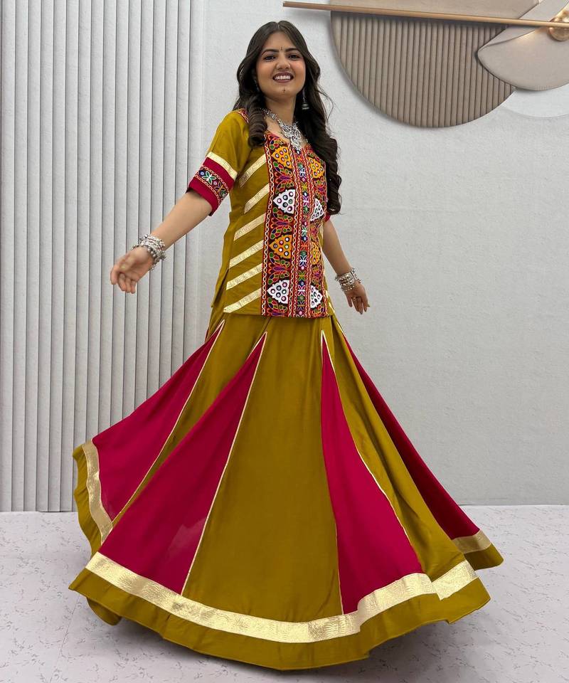 Mustard Yellow Navratri Lehenga Choli 