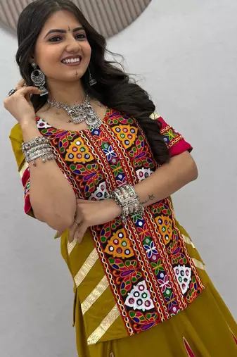 Mustard Yellow Navratri Lehenga Choli 