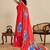 red digital print chinon saree with blouse