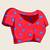 red digital print chinon saree with blouse