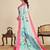 blue digital print chinon saree with blouse