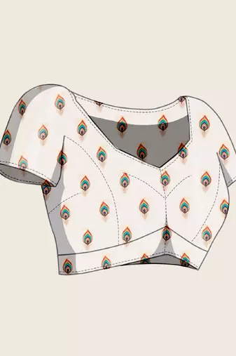 peach digital print chinon saree with blouse
