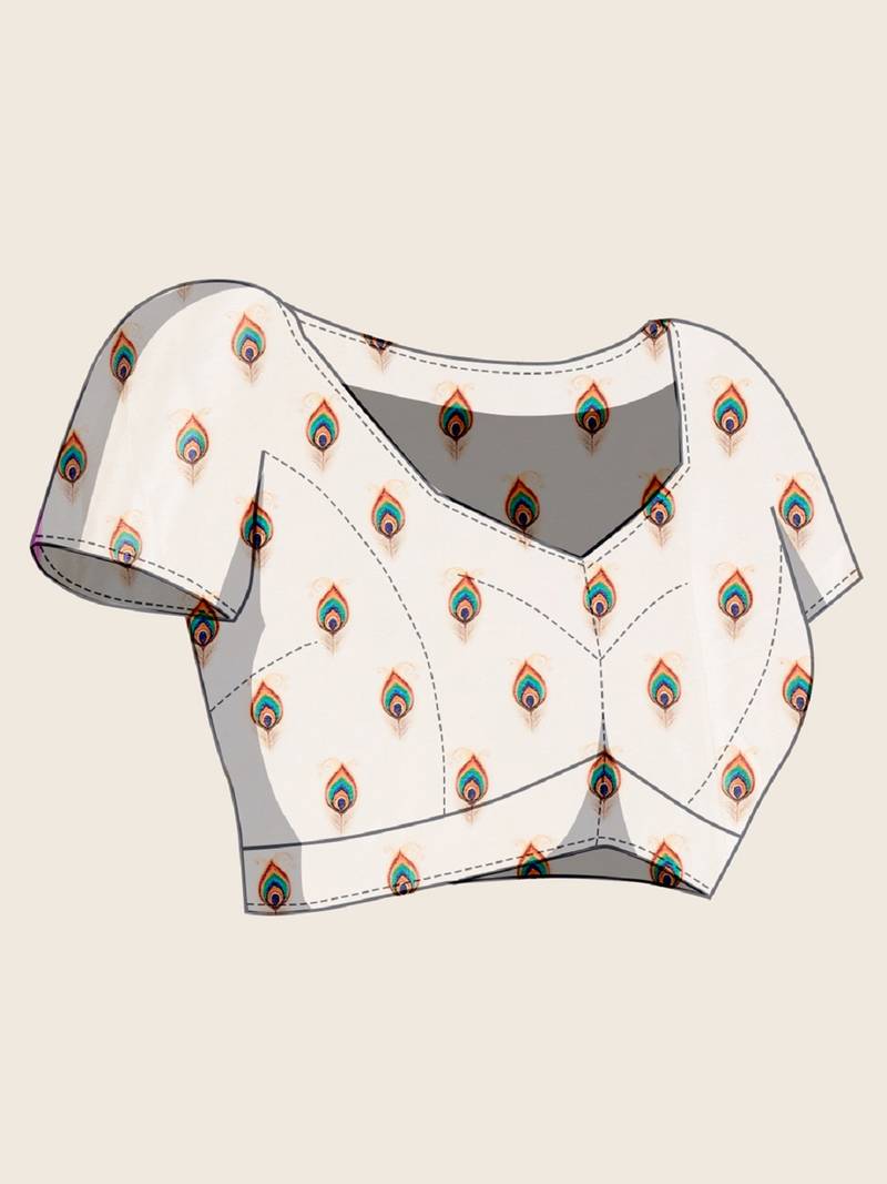 peach digital print chinon saree with blouse