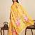 yellow digital print chinon saree with blouse