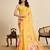 yellow digital print chinon saree with blouse