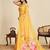 yellow digital print chinon saree with blouse