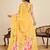 yellow digital print chinon saree with blouse